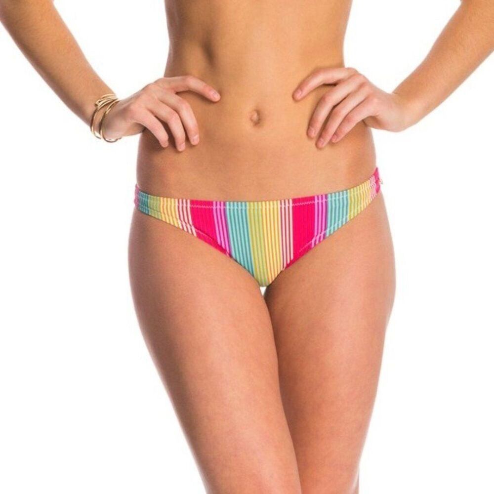 Raisins Opposites Attract Bum Bum Multicolored Striped Bikini Bottom Medium